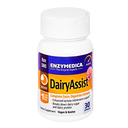 Enzymedica, DairyAssist, Enzyme Support for Digestive Relief From Lactose Intolerance, 30 Capsules