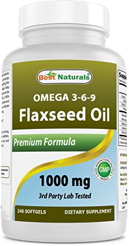 Best Naturals Flaxseed Oil 1000 mg 240 Softgels - Omega-3-6-9 for Heart Health