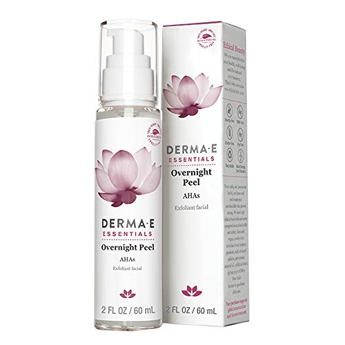 DERMA E Overnight Peel, Face Mask with Alpha Hydroxy Acids. Non-abrasive face lotion, Retexturizes While You Sleep. Diminishes Acne Scars & Dead Skin, Reduces Signs of Hyperpigmentation & Uneven Skin