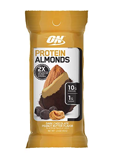 Optimum Nutrition Protein Almonds Snacks, On The Go Nutrition, Flavor: Chocolate Peanut Butter, Low Sugar, Made with Whey Protein Isolate, 1.5 Ounce (Pack of 12)