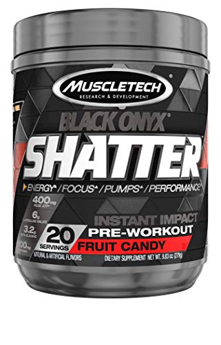 Pre Workout Powder | MuscleTech Shatter Pre-Workout | Preworkout for Men & Women | Featuring Creatine, Beta Alanine, L Citrulline and Taurine for Energy, Focus and Pumps | Fruit Candy (20 Servings)