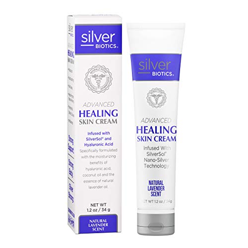 American Biotech Labs - Silver Biotics - Advanced Healing Skin Cream - Infused with SilverSol and Hyaluronic Acid - Natural Lavender Scent - 1.2 oz.