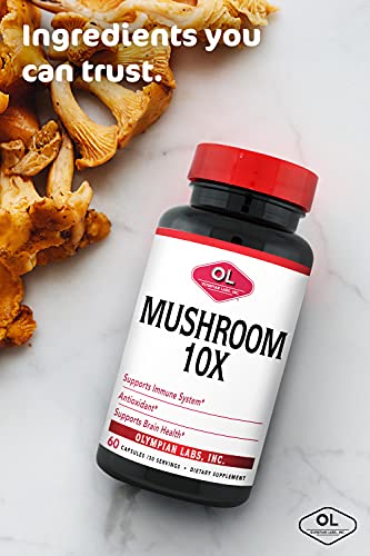 Olympian Labs Mushroom 10X | Supports Immune System | Antioxidant | Brain Health | 60 Capsules