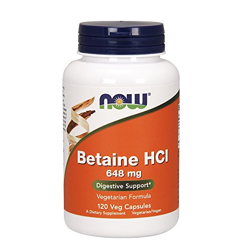 Now Foods Betaine HCl, 648 mg with 150 mg of Pepsin, 120 Capsules, 2 Pack