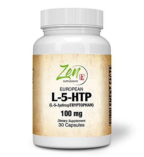 Zen Supplements - L-5HTP 100 Mg W/ C & B-6 30-Caps Serotonin Synthesizers and Cofactor B6 for Improved Serotonin Conversion - 5HTP Supplement for Serotonin Boost, Mood & Sleep Support