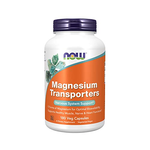 NOW Supplements, Magnesium Transporters with 5 Forms of Magnesium for Optimal Bioavailability, 180 Veg Capsules
