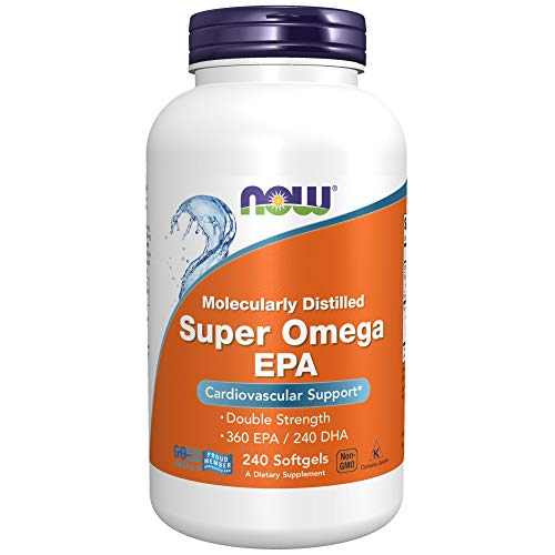 NOW Supplements, Super Omega EPA, 360 EPA / 240 DHA, Molecularly Distilled, Cardiovascular Support*, 240 Softgels