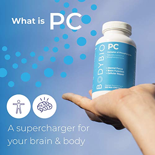 BodyBio | PC Phosphatidylcholine + Phospholipids | Liposomal for High Absorption | Optimal Brain & Cell Health | Boost Memory, Cognition, Focus & Clarity | 100% Non-GMO | 4 oz