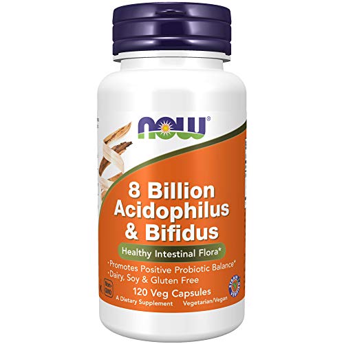 NOW Supplements, 8 Billion Acidophilus & Bifidus, Dairy, Soy and Gluten Free, Strain Verified, 120 Veg Capsules
