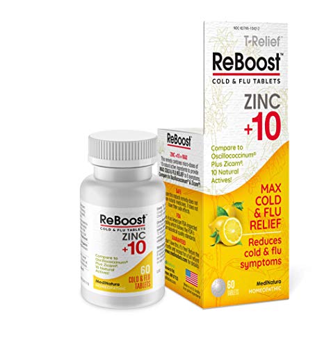 MediNatura ReBoost Zinc +10 - MAX Cold & Flu Symptom Relief - 60 Tabs - Lemon