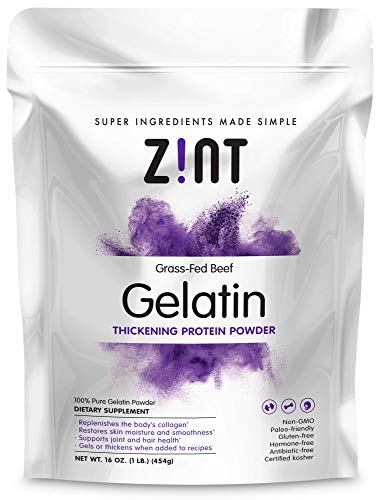 Zint Beef Gelatin Powder (16 oz): Unflavored, Keto Certified, Paleo Friendly Collagen Based Protein - For Baking, Jello & Thickening
