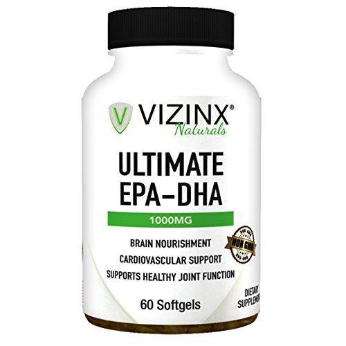 VIZINX Ultimate EPA-DHA 1000 MG - Purified Fish Oil, Molecularly Distilled and Enteric Coated, Essential for Brain Function, Cardiovascular Health and Joint Mobility Support. 60 Softgels - Vitamins Emporium