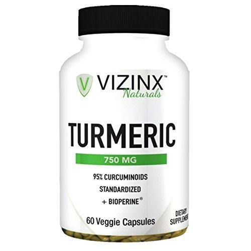 VIZINX Turmeric 750 MG, Standardized to 95% Curcuminoids with Bioperene for Maximum Absorption, 60 Vegetarian Capsules - Vitamins Emporium