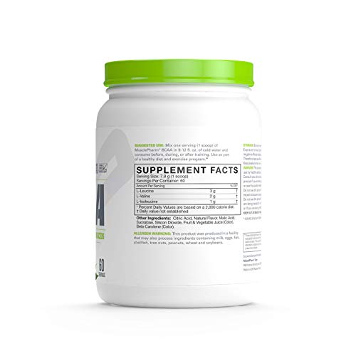 MusclePharm Essentials BCAA Powder, Post-Workout Recovery Drink, Lemon Lime, 60 Servings