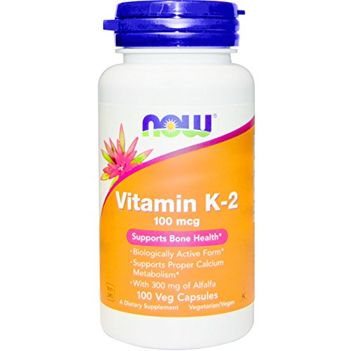 NOW Foods Vitamin K-2,100mcg, 100 caps (Pack of 2)