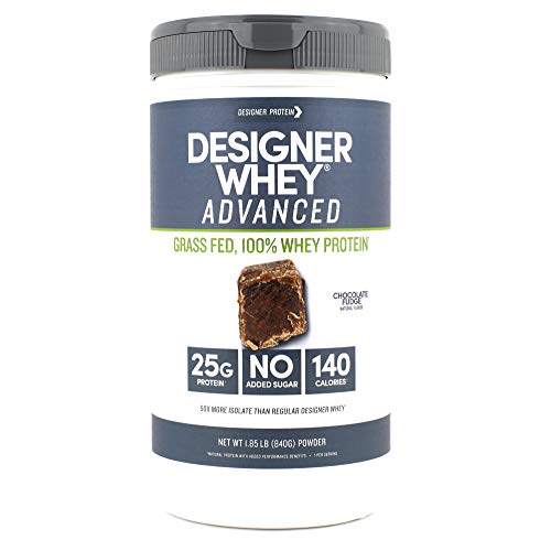 Designer Protein Whey Grass Fed Protein Powder, Chocolate Fudge, 1.85 Lb, Non Gmo, Made in the USA