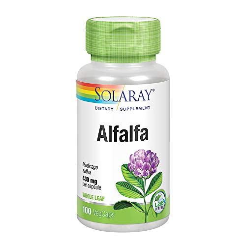 Solaray Alfalfa Leaf 430mg | Vitamin-Rich Superfood w/Fiber & Chlorophyll | Healthy Blood, Kidneys & Digestion Support | Non-GMO, Vegan | 100 VegCaps