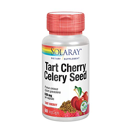 Solaray Tart Cherry & Celery Seed | Healthy Uric Acid Levels, Joint, Muscle Recovery & Sleep Support | 60 VegCaps