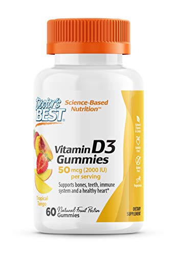 Doctor's Best Vitamin D3 Gummies to Support Healthy Bones Immune System and Heart Health, Tropical Tango, 60 Count