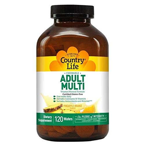 Country Life Chewable Adult Mutli with Antioxidants and Activated B Vitamins, 120-Wafers