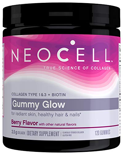 NeoCell Gummy Glow with Collagen and Biotin, Non-GMO and Gluten Free, Berry, 120 Gummies