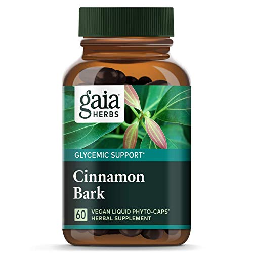 Gaia Herbs Cinnamon Bark, Vegan Liquid Capsules, 60 Count - Glycemic Balance & Normal Blood Sugar Support, Organic Cinnamon