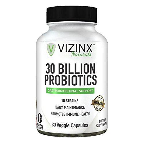 Vizinx 30 Billion Probiotics - 10 Probiotic Strains, Non GMO, 30 Vegetarian Capsules - Vitamins Emporium