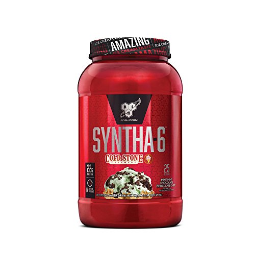 BSN Syntha-6 Whey Protein Powder, Cold Stone Creamery- Mint Mint Chocolate Chocolate Chip Flavor, Micellar Casein, Milk Protein Isolate Powder, 25 Servings