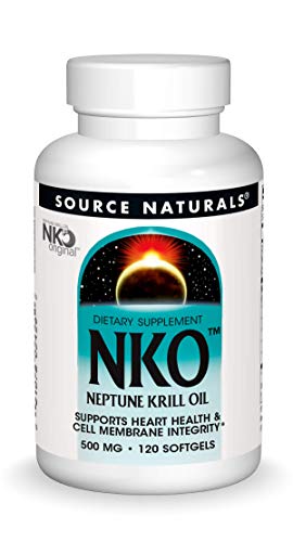 Source Naturals NKO Neptune Krill Oil 500mg Supports Heat Health & Cell Membrance Integrity EPA-DHA Omega-3 Fatty Acids Purest Quality Supplement Clinically Proven to Support Healthy Heart, Brain and Joints - Phospholipids - Antioxidants - 120 Softgels