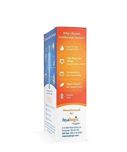Hyalogic Synthovial Seven Hyaluronic Acid Liquid - HA Joint Support - Vegan - 1 oz (Pack of 2)