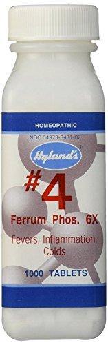 Hyland's Homeopathic Number 4 Ferrum Phosphoricum 6X Tablets, 1000 Count - Vitamins Emporium