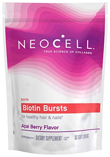 NeoCell Biotin Bursts, Supports Healthy Hair & Nails, Acai Berry Flavor, 30 Chews (Package May Vary)