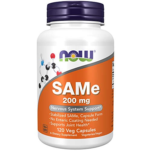 NOW Supplements, SAMe (S-Adenosyl-L-Methionine)200 mg, Nervous System Support*, 120 Veg Capsules