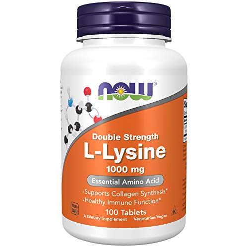 NOW Foods Supplements, L-Lysine (L-Lysine Hydrochloride) 1,000 mg, Double Strength, Amino Acid, 100 Tablets