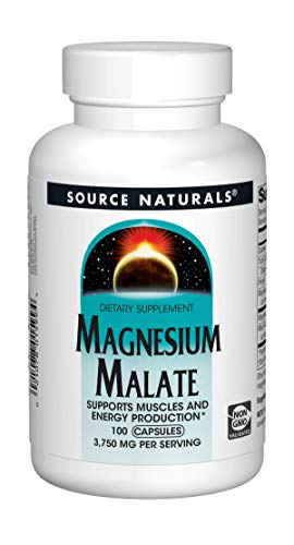 Source Naturals Magnesium Malate 3750 mg Per Serving Essential Magnesium Malic Acid Supplement - 100 Capsules
