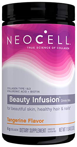 NeoCell Beauty Infusion Collagen Supplement Drink Mix Powder, 6,000mg Collagen Types 1 & 3, Tangerine Flavor, 11.64 Ounces (Package May Vary)