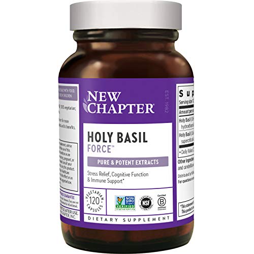 New Chapter Stress Relief Supplement - Holy Basil Force with Supercritical Holy Basil for Stress Support + Immune Support + Non-GMO Ingredients - Vegetarian Capsules, 120 Count