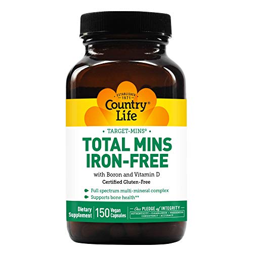 Country Life Target-Mins Total Mins Iron-Free - 150 Vegetarian Capsules - Multi-Mineral Complex - Supports Bone Health