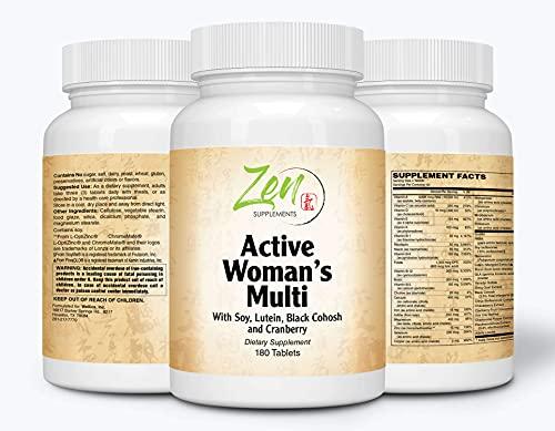 Active Womens Multivitamin - Best Women's MultiVitamins - Extra Strength Daily Multivitamin for Women with Soy, Black Cohosh, Lutein & More - Support Feminine Health and Overall Well-Being - 180 Tabs