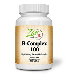 Advanced B Complex Vitamin Supplement - Full-Spectrum B Vitamin with Folic Acid, Biotin, Inositol - 100 Tablets