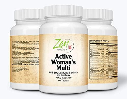Active Womens Multivitamin - Best Women's MultiVitamins - Extra Strength Daily Multivitamin for Women with Soy, Black Cohosh, Lutein & More - Support Feminine Health and Overall Well-Being - 90 Tabs