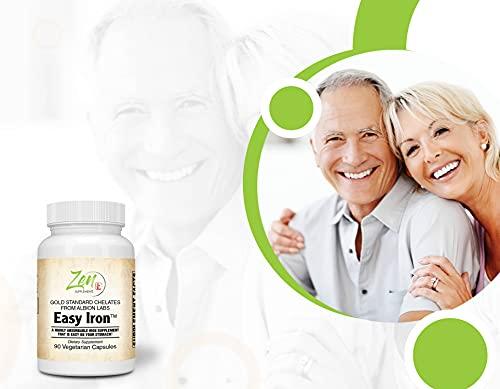 Zen Supplements - Easy Iron 25 Mg - Red Blood Cell Supplement - Easy on The Stomach - for Sensitive Stomachs, Non-Constipating 90-Vegcaps