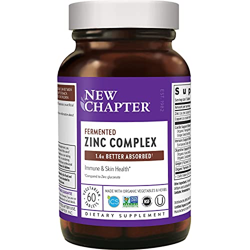Zinc Supplement – New Chapter Zinc Food Complex for Immune Support + Skin Health + Non-GMO Ingredients – 60 ct Vegetarian Capsules