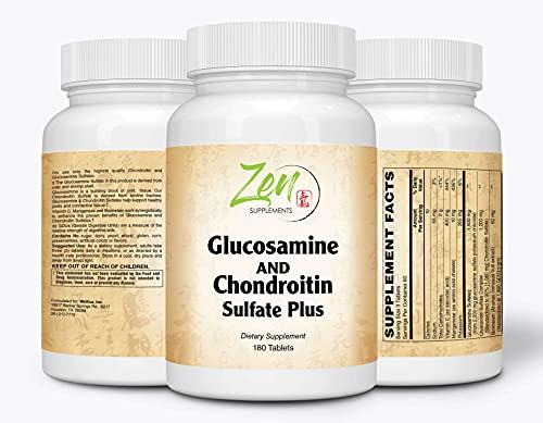 Glucosamine Chondroitin Plus - Natural Joint Pain Relief Supplements for Men and Women with Bromelain, Manganese, Potassium, Best Glucosamine Supplement for Joint Health, Cartilage & Tissue - 180 Tab