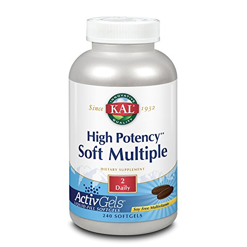KAL High Potency Soft Multiple ActivGels | Men & Women Multivitamin | Rice Bran Oil Base (120 Serv, 240 CT)