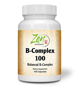 Complete B-Complex Vitamin Supplement - Full-Spectrum B Vitamin with Folic Acid, Biotin, Inositol - 100 Capsules