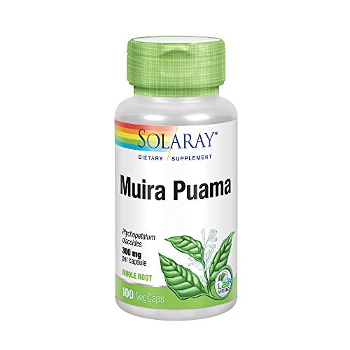 Solaray Muira Puama Root 600 mg | Healthy Energy, Physical Performance & Libido Support | 50 Servings | 100 VegCaps