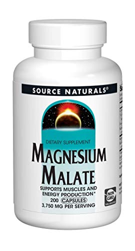 Source Naturals Magnesium Malate - 3750 mg Per Serving - Essential Magnesium Malic Acid Supplement - 200 Capsules