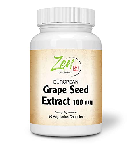 Grape Seed Extract 100mg Strength - European Grape Seed Extract Standardized to 80% OPC for Powerful Antioxidant & Inflammation Support - Best Grape Seed Extract -Non-GMO & Gluten Free 90-Vegcaps