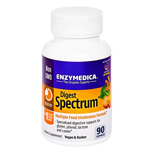 Enzymedica, Digest Spectrum, Dietary Supplement to Support Digestive Relief From Food Intolerances, Vegan, Non-GMO, 90 Capsules (45 Servings)